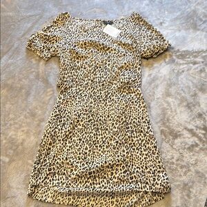 NWT Obey Leopard Print Short Sleeve Dress with key hole back detail